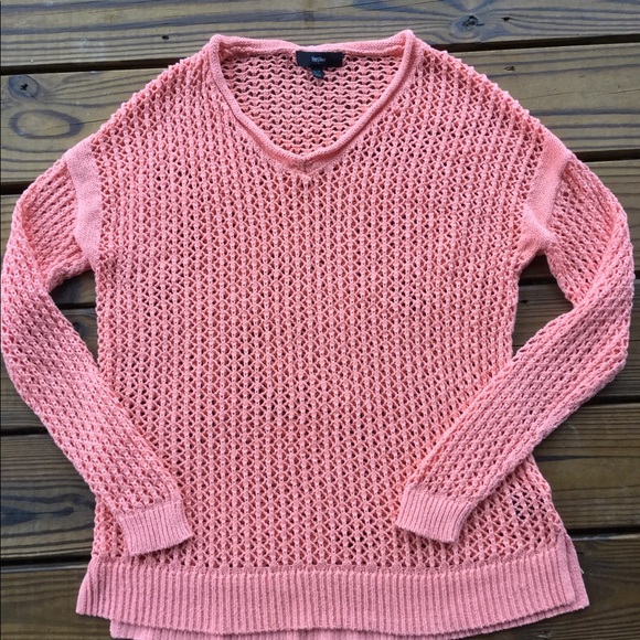 Mossimo Supply Co. Sweaters - Mossimo Long Peachy-Coral Crochet Sweater -XL